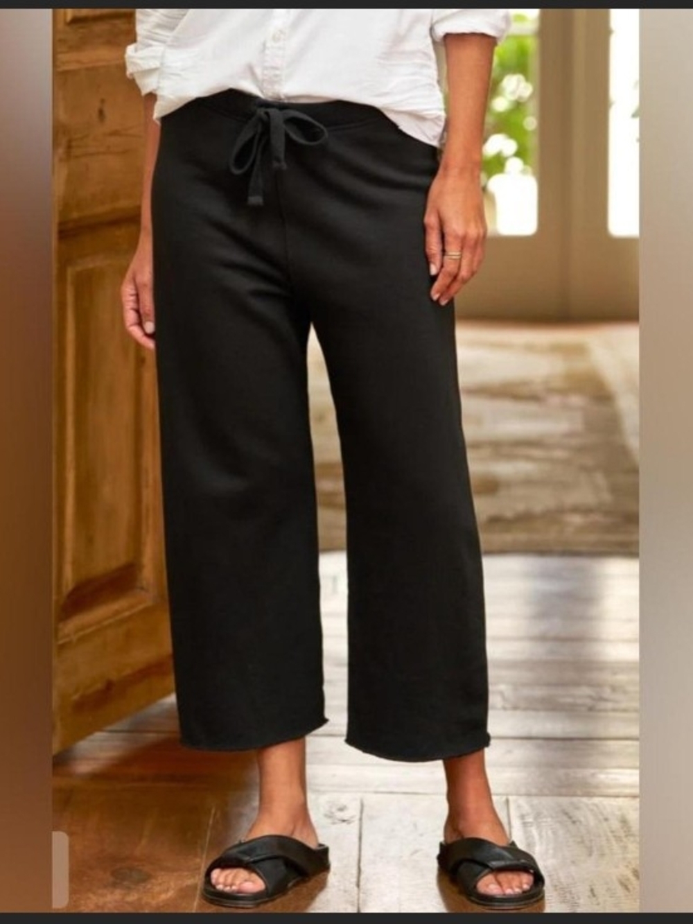 Frank & Eileen Catherine Favorite Sweatpant  black  cropped wideleg